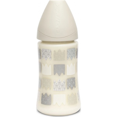 Suavinex láhev kulatá savička 3P labuť bílá 270ml