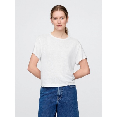 GAP Lněné crop tričko Bílá