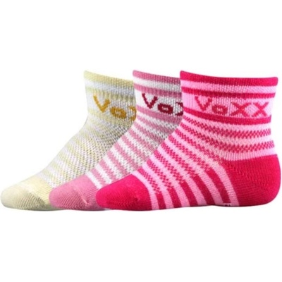 VoXX ponožky Fredíček mix pruhy 3 páry růžová