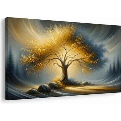 Obraz zlatý strom života v krajině - 120x80