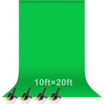 EMART Green Screen 3 x 6M, Chromakey Muslin Green Screen Background Photography, Green Photo Background Fabric with 4 Spring Clamps for Video, Portrait, Photo Shooting - EM-3060M-G (EM-3060M-G)
