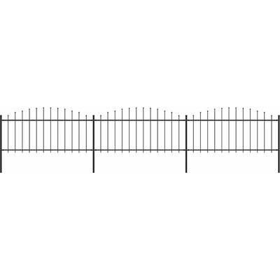vidaXL Zahradní plot s kopím nahoře ocelový 504 x 75 cm černý