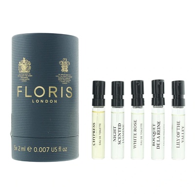 Discovery Collection Set Floris Of London: White Rose, Eau De Toilette, For Women, 2 ml *Vial + Night Scented Jasmine, Eau De Toilette, Unisex, 2 ml *Vial + Chypress, Eau De Toilette, Unisex, 2 ml *Vial + Lily Of The Valley, Eau De Toilette, For Women, 2