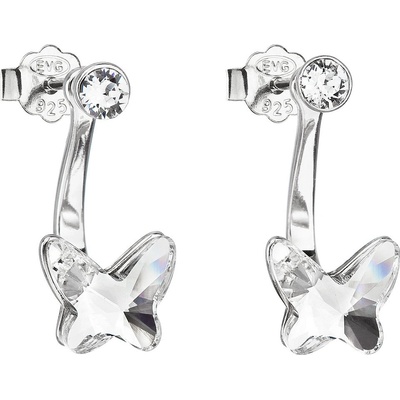 Pavona Stříbrné náušnice dvojité s krystaly Swarovski bílý motýl 31247.1