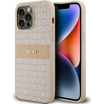 DKNY Кейс DKNY Leather Mono Stripe & Metal Logo за iPhone 14 Pro Max, розов (3666339260668)