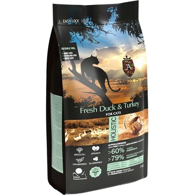 AMBROSIA Light & Sterilized Cat, Fresh Duck & Turkey 5 кг