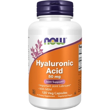 NOW NOW Hyaluronic Acid with MSM 50mg, 120 Veg Capsules