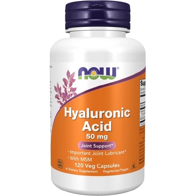 NOW NOW Hyaluronic Acid with MSM 50mg, 120 Veg Capsules