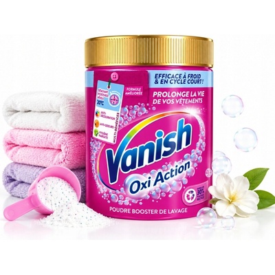 Vanish Oxi Action PINK prášek na skvrny pro barevné prádlo 940 g