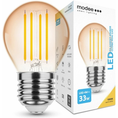 Modee LED Filament Amber Globe Mini G45 4W E27 360lm, teplá biela ML-G45FA1800K4WE27