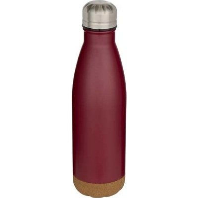 Cove dvojstenná vákuovo izolovaná nerezová fľaša s korkovými detailmi 500 ml Červená