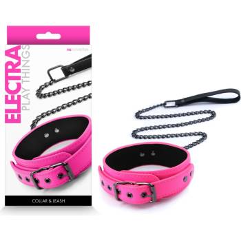 Image 1 of Яка с каишка, електриково розов цвят - Electra Collar & Leash (NSTOYS0951)