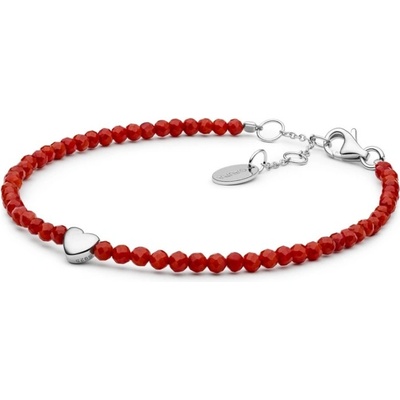 Gaura Pearls Korálový náramek se srdíčkem Ida přírodní Korál 242-04B Červená