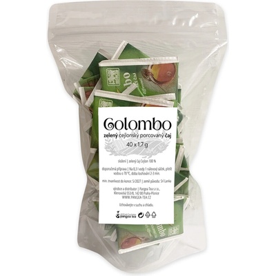 Růžová čajovna Pangea Tea Colombo Cejlon zelený porcovaný čaj nálevové sáčky 40 ks
