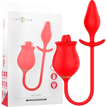 Intense Melanie - 2в1 вибратор с въртящ се език за клиторно стимулиране (червен)