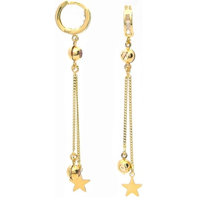 Šperk Holíč zlaté kruhové visiace náušnice s hviezdičkou ZN267
