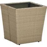 vidaXL Маса за чай бежова 41, 5x41, 5x43 см полиратан и закалено стъкло (310557)