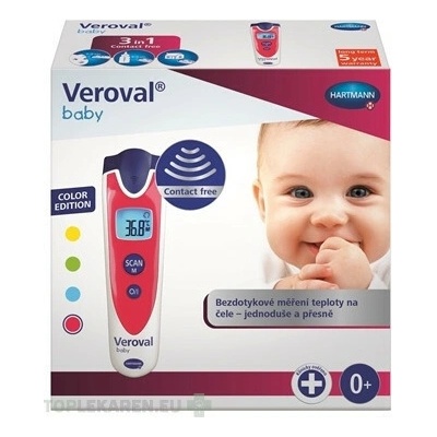 VEROVAL Baby bezdotykový infračervený teplomer červený