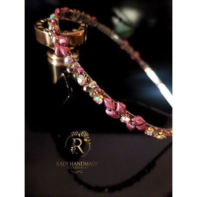 Radi handmade Дизайнерска диадема с винени перли и кристали (893)