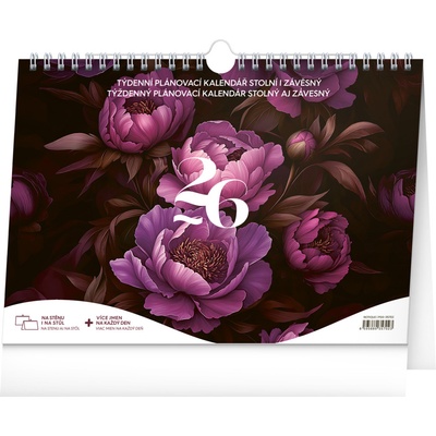 NOTIQUE Týdenní plánovací Fialové květy 30 x 21 cm 2026