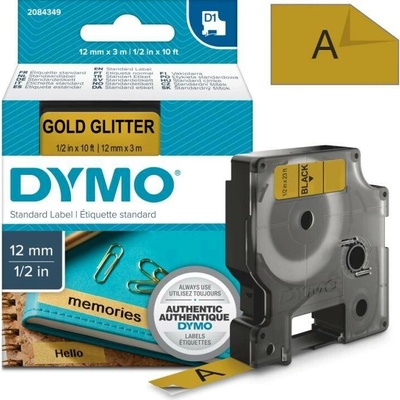 Páska Dymo D1, 12mm (45023) zlatá, černý tisk, 3m