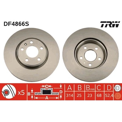 Brzdový kotúč TRW DF4866S