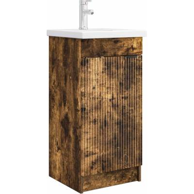 vidaXL Баня с мивка Опушен дъб 42 x 40 x 84, 5 см Инженерна дървесина (890089)