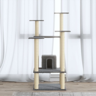 Prolenta Maison Exclusive Škrabadlo so sisalovými stĺpikmi svetlo sivé 78,5 x 60 x 110 cm