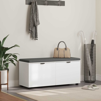 vidaXL Пейка за коридор с възглавница с врата Бяло 100 x 38 x 46 см (891488)