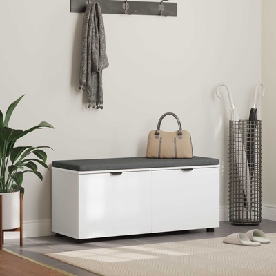 vidaXL Пейка за коридор с възглавница с рафт Бял 100 x 38 x 46 см (891488)