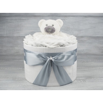 Pastell decor Plenkový dort jednopatrový neutrální s plenou originální dárek Velikost plenek: Vel.3 Miminko váží 4 až 9 kg, Velikost oblečení: 50 Miminku jsou 0 až 2 měsíce – Hledejceny.cz
