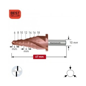 Karnasch Стъпално свредло Ø 6-18 mm (x 4-6 mm) HSS-XE с покритие Titan-Tec за мантинели BESTSELLER (1368)
