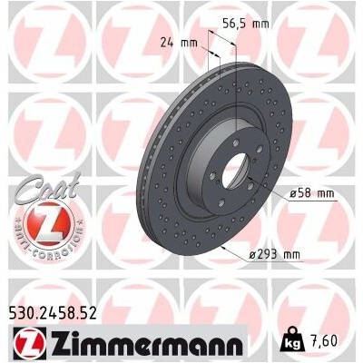 Brzdový kotúč ZIMMERMANN 530.2458.52 (530245852)