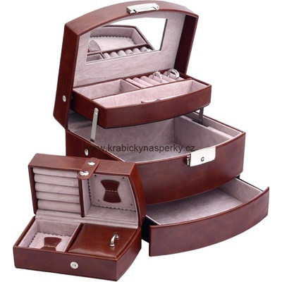 Klenoty Budín luxusní třípatrová šperkovnice SP829 A21 hnědá