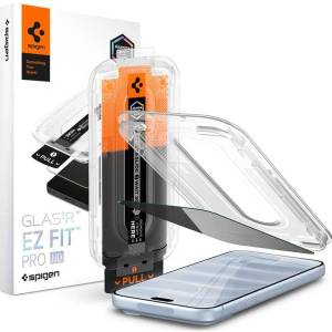 Spigen Затъмняващ Протектор за iPhone 18 Pro, Spigen Privacy Glas. tR EZ Fit Pro, Черен (AGL12028)