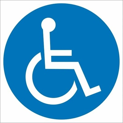 Piktogram Cesta vyhradená pre používateľov invalidných vozíkov - 50x50 mm, SAMOLEPKA PVC