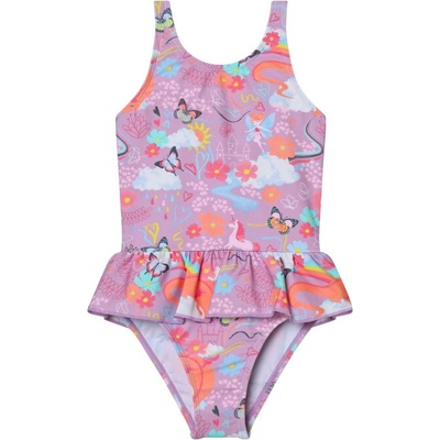 Color Kids Swimsuit W. Skirt AOP-6071-Lavender Mist Fialová