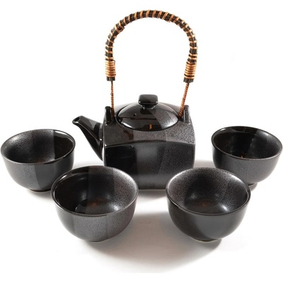 EDO Japan Japonská souprava na čaj s kovovým sítem Japanese Trio Black 0,6l