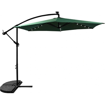 Záhradný slnečník s LED osvetlením 300 cm AGA MR2024-D.GREEN tmavozelený