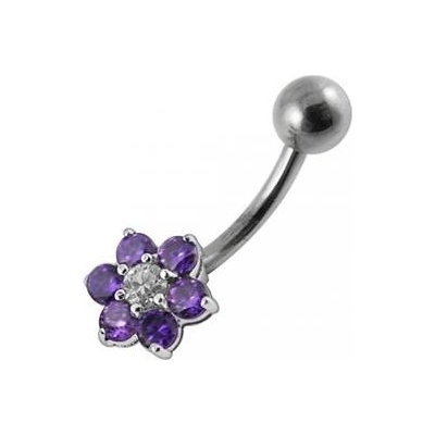 Šperky4U stříbrný piercing do pupíku kytička BP01018-A