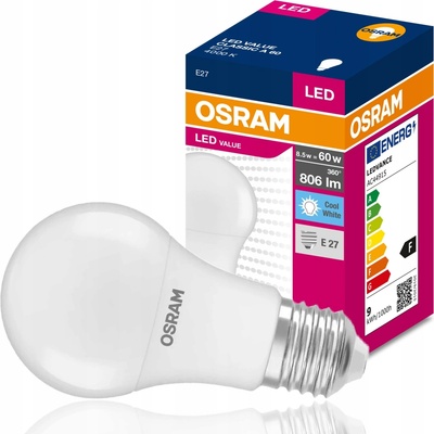 Osram LED VALUE CL A FR 60 9W/840 E27 4000K biela