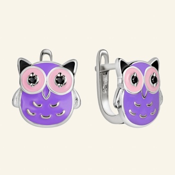 SilveAmo stříbrné Barevná sova CK2FO275