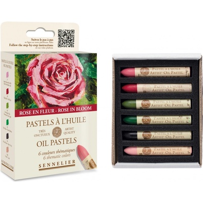 Sennelier rose in bloom olejový pastel sada 6 ks