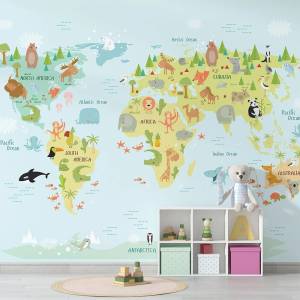 Art Gift Decor Фототапет за детска стая - Зелена карта на света