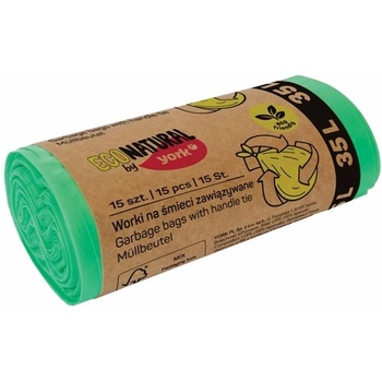 York Торби за смет Eco Natural, с връзка, 35 L, 15 броя