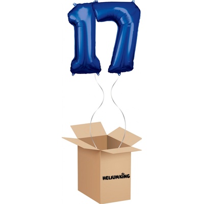 HeliumKing Balónový box Narodeninové číslo 17 modrý 86 cm