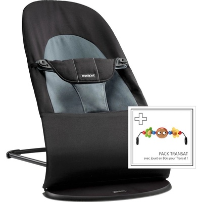 BabyBjörn Lehátko Balance Soft Cotton Mix Black/Dark Grey s hračkou Googly eyes