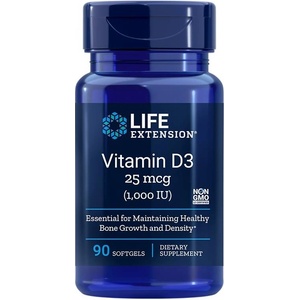 Life Extension Vitamin D3, 1000 IU, 90 софтгел капсули, Life Extension