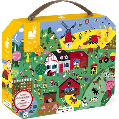 Janod Детски пъзел за наблюдателност Janod - Ферма, 24 части (J02645)