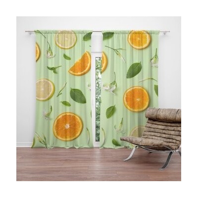 Sablio Závěsy Citrus a květ: 2 ks - 140x250 cm - Sablio